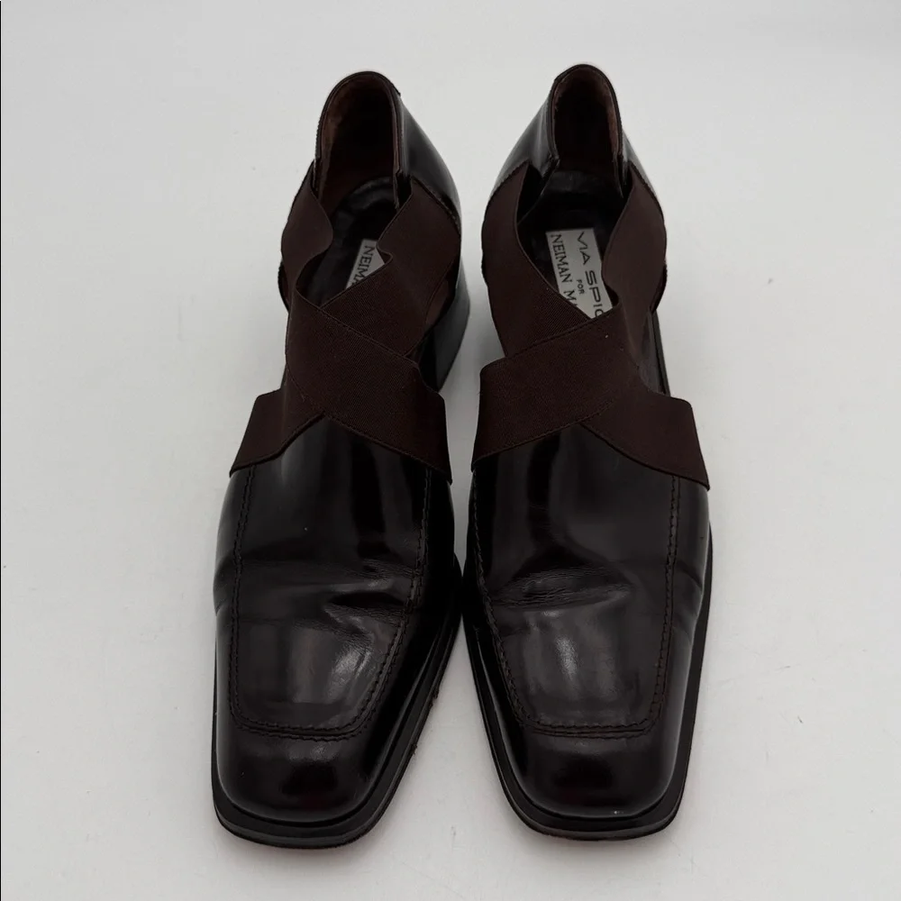 Vintage Via Spiga Brown patent Leather Shoes slip on women 9B Y2K goth 90’s